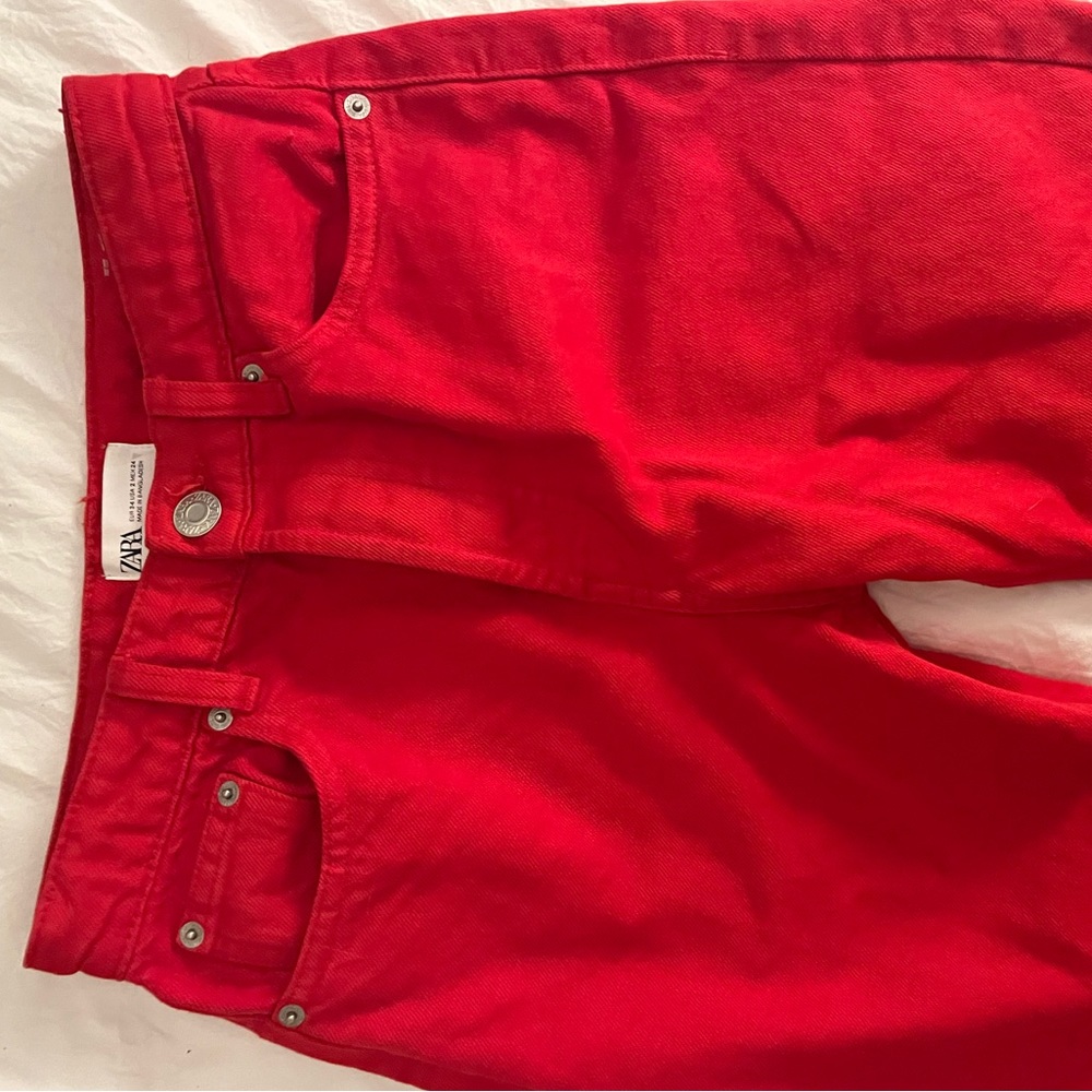 Zara straight leg high rise jeans